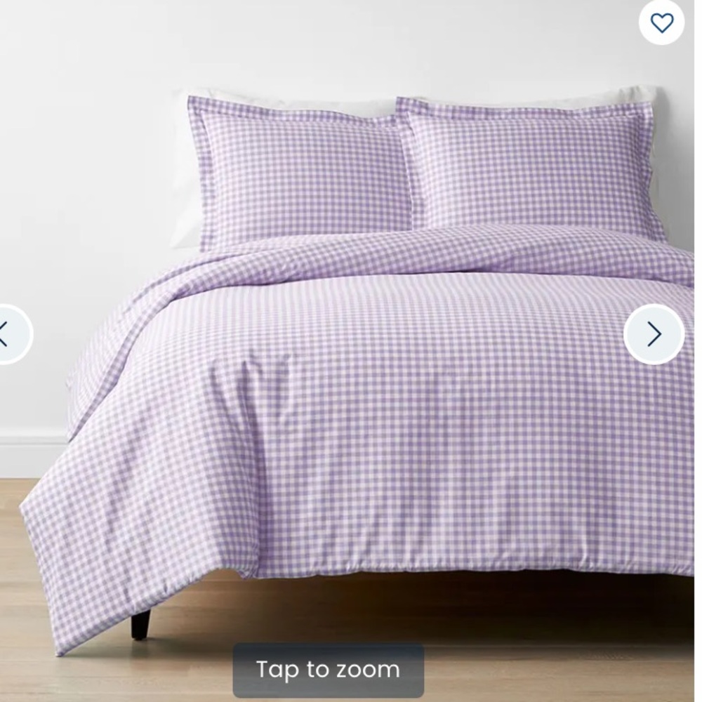 Company Store Lilac Gingham Classic Cool Organic Cotton Percale Duvet Cover Set